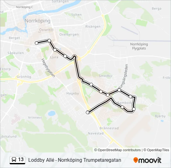 13 Bus Line Map