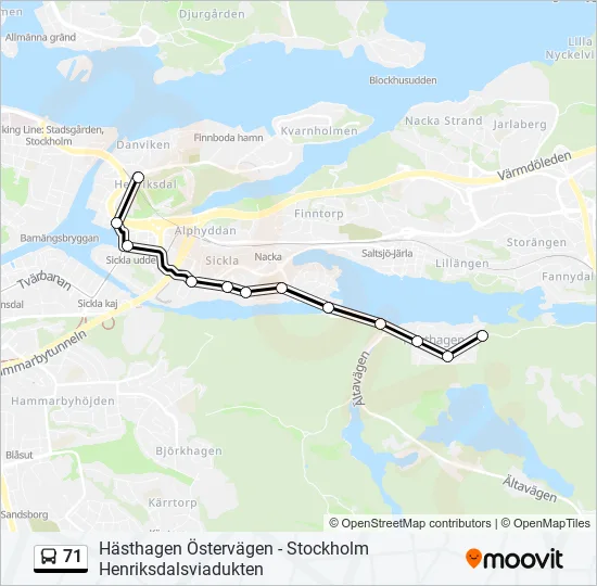 71 Bus Line Map