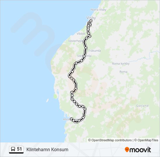 51 bus Line Map