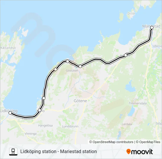 LIDKÖPING STATION - MARIESTAD STATION  Line Map
