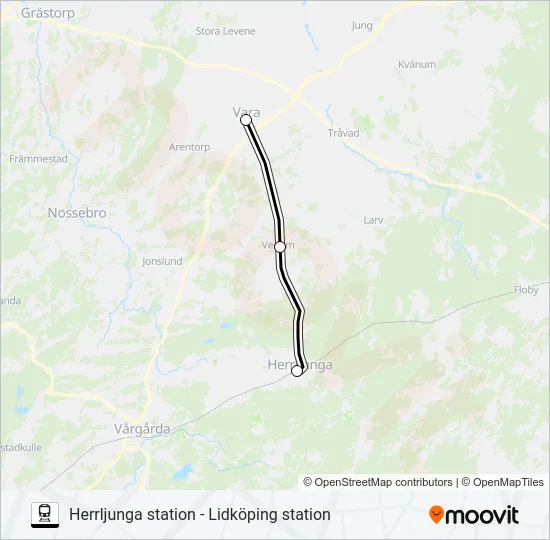 HERRLJUNGA STATION - LIDKÖPING STATION  Line Map
