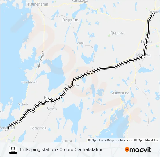 LIDKÖPING STATION - ÖREBRO CENTRALSTATION  Line Map