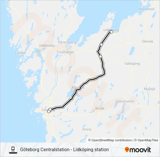 GÖTEBORG CENTRALSTATION - LIDKÖPING STATION  Line Map