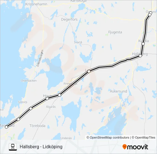 VÄSTTÅGEN Train Line Map