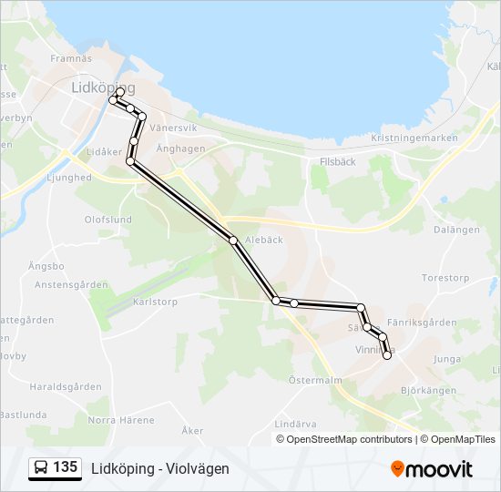 135 bus Line Map