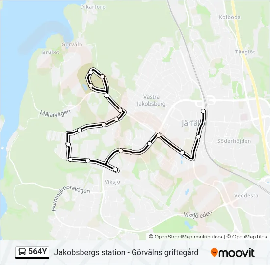 564Y Bus Line Map