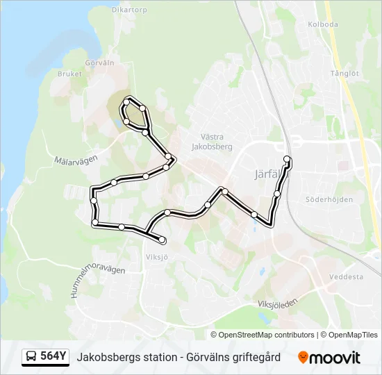 564Y Bus Line Map