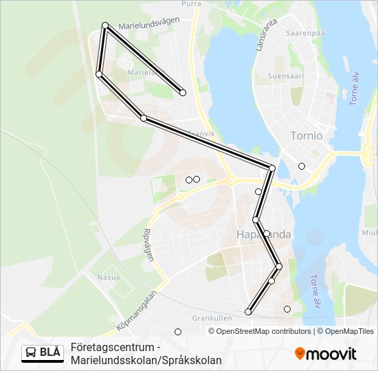 blå Route Schedules, Stops & Maps Marielundsskolan/Språkskolan (Updated)