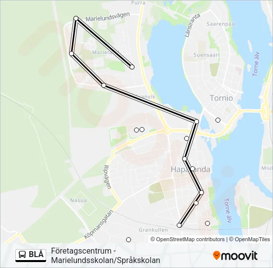 BLÅ Bus Line Map