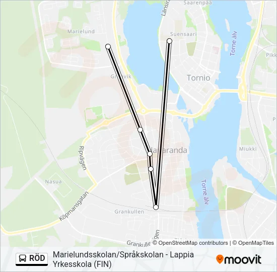 RÖD Bus Line Map
