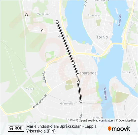 RÖD Bus Line Map