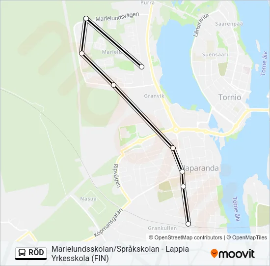 RÖD Bus Line Map