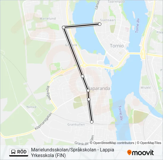 RÖD Bus Line Map
