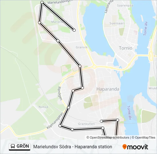 GRÖN Bus Line Map