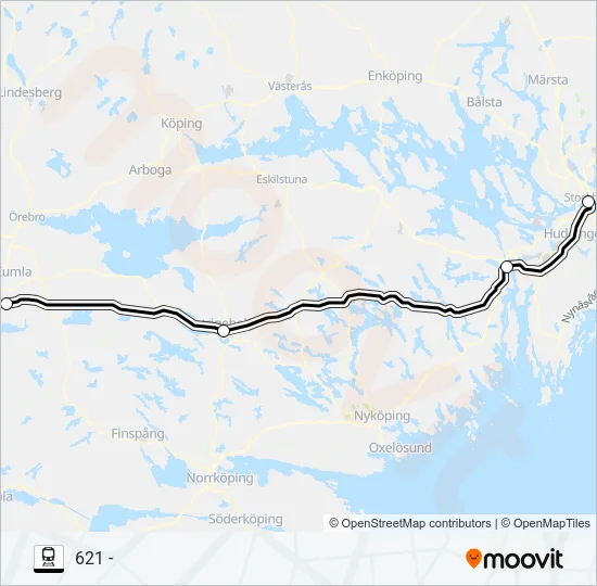 OSLO S - STOCKHOLM CENTRAL Train Line Map