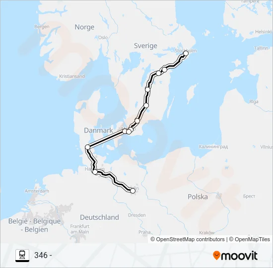 BERLIN HBF - STOCKHOLM CENTRAL Train Line Map