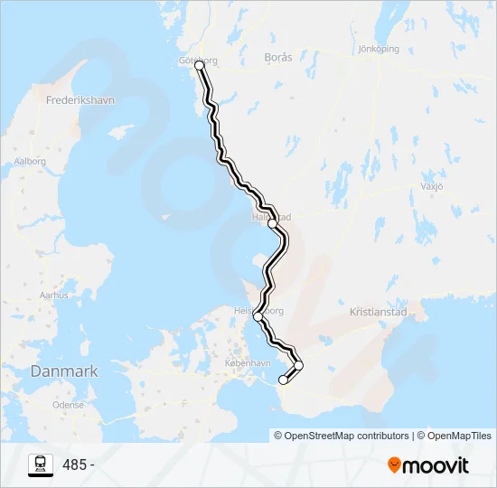 GÖTEBORG CENTRAL - MALMÖ CENTRAL Train Line Map