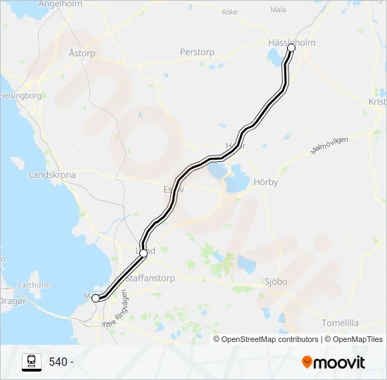 HÄSSLEHOLM CENTRAL - MALMÖ CENTRAL Train Line Map