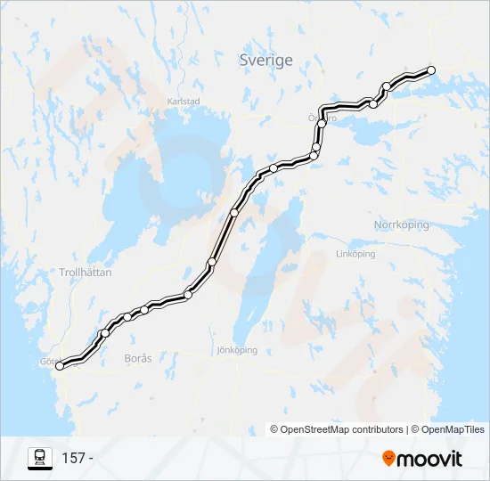 GÖTEBORG CENTRAL - VÄSTERÅS CENTRAL Train Line Map