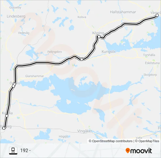 GÖTEBORG CENTRAL - VÄSTERÅS CENTRAL Train Line Map