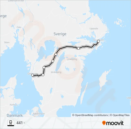 GÖTEBORG CENTRAL - STOCKHOLM CENTRAL Train Line Map