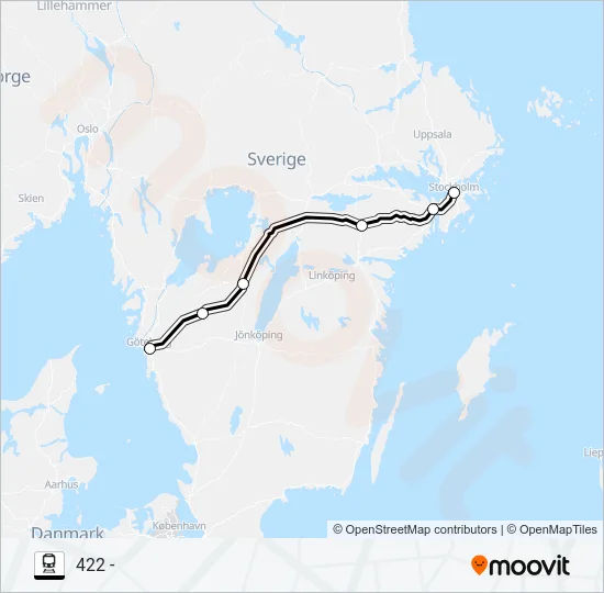GÖTEBORG CENTRAL - STOCKHOLM CENTRAL Train Line Map