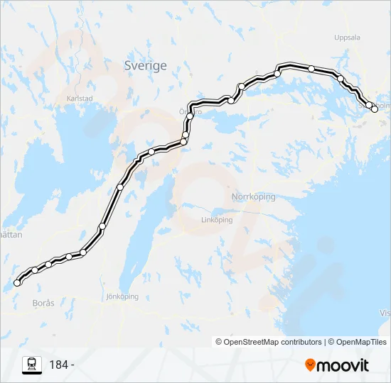 GÖTEBORG CENTRAL - STOCKHOLM CENTRAL Train Line Map