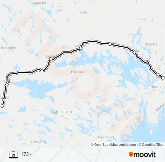 GÖTEBORG CENTRAL - STOCKHOLM CENTRAL Train Line Map