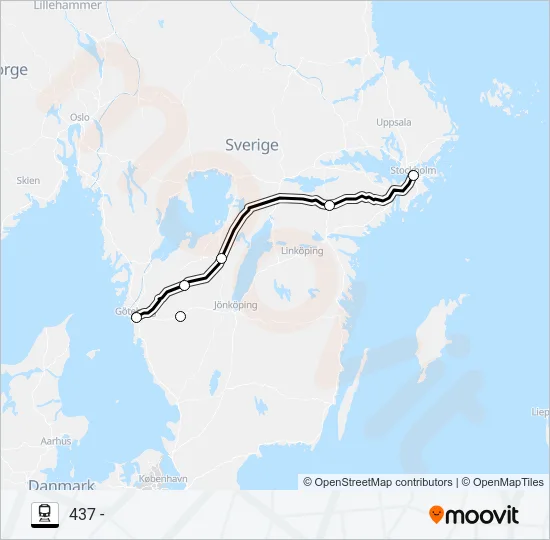 GÖTEBORG CENTRAL - STOCKHOLM CENTRAL Train Line Map