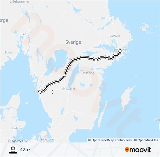 GÖTEBORG CENTRAL - STOCKHOLM CENTRAL Train Line Map