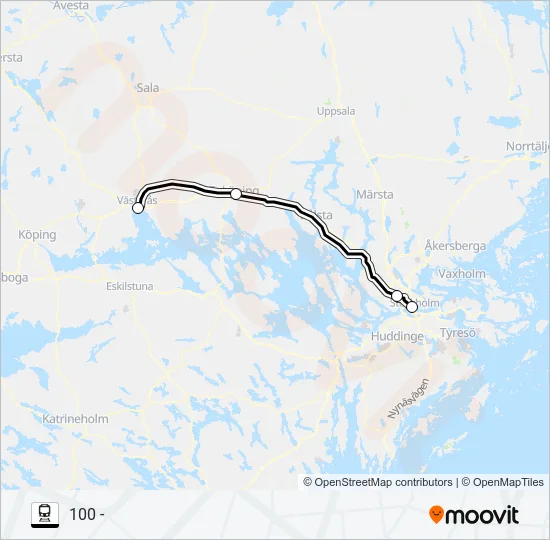 STOCKHOLM CENTRAL - VÄSTERÅS CENTRAL Train Line Map