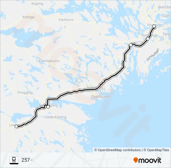 LINKÖPING CENTRAL - STOCKHOLM CENTRAL Train Line Map