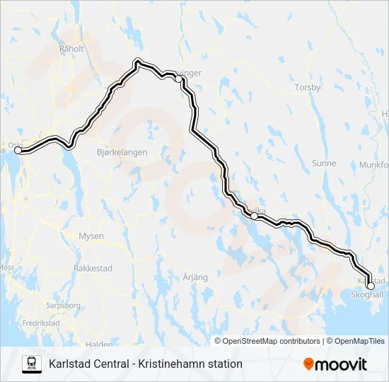 KARLSTAD CENTRAL - KRISTINEHAMN STATION Train Line Map