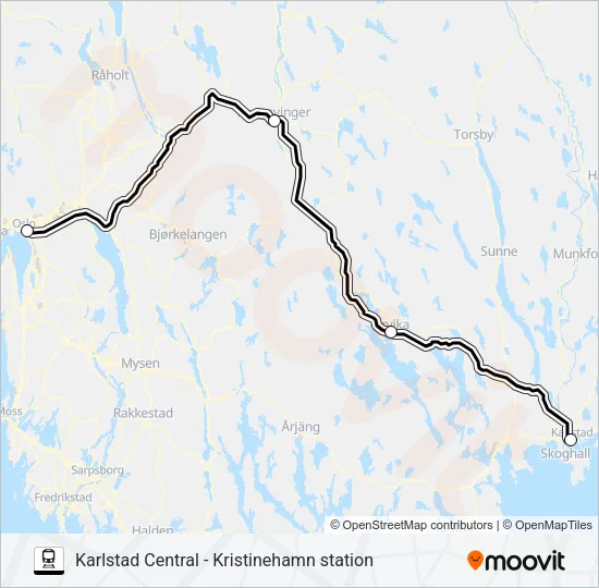KARLSTAD CENTRAL - KRISTINEHAMN STATION Train Line Map