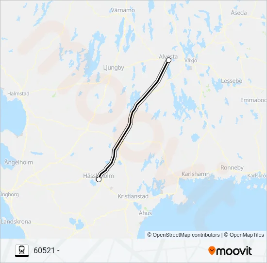 KATRINEHOLM CENTRAL - LINKÖPING CENTRAL Train Line Map