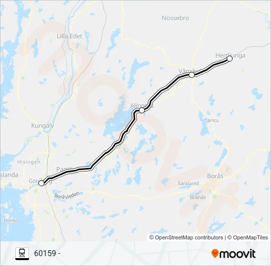 GÖTEBORG NILS ERICSONTERMINAL - HERRLJUNGA STATION Train Line Map