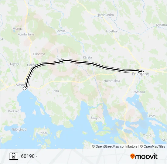 GÖTEBORG NILS ERICSONTERMINAL - HERRLJUNGA STATION Train Line Map