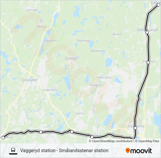 VAGGERYD STATION - SMÅLANDSSTENAR STATION Bus Line Map