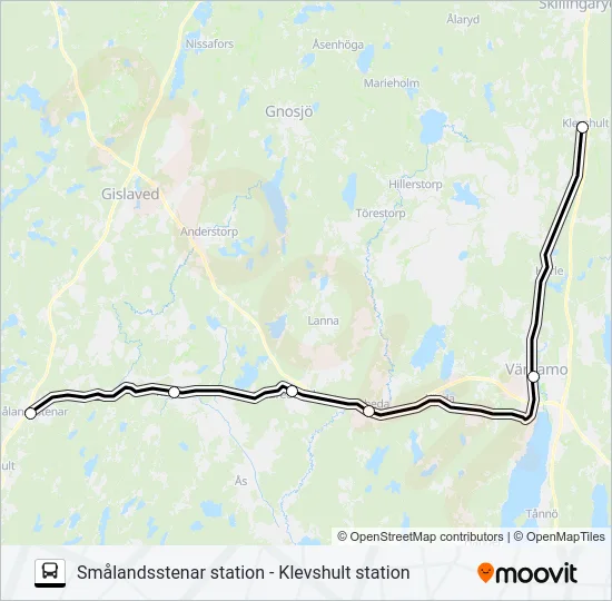 SMÅLANDSSTENAR STATION - KLEVSHULT STATION Bus Line Map