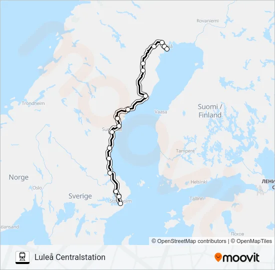 STOCKHOLM CENTRALSTATION - NARVIK STATION  Line Map