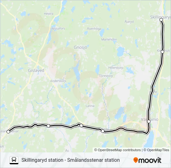 SKILLINGARYD STATION - SMÅLANDSSTENAR STATION  Line Map
