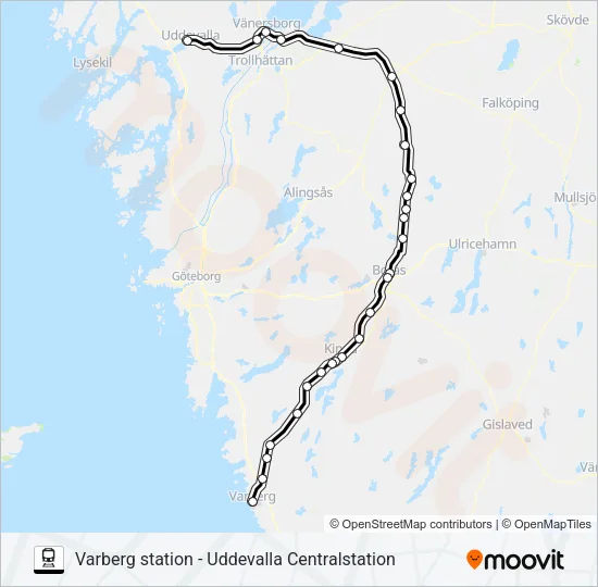 VARBERG STATION - UDDEVALLA CENTRALSTATION Train Line Map