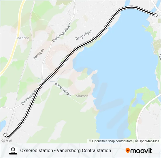 ÖXNERED STATION - VÄNERSBORG CENTRALSTATION Train Line Map
