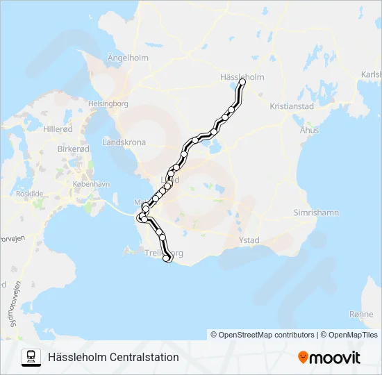 TRELLEBORG CENTRALSTATION - HÄSSLEHOLM CENTRALSTATION Train Line Map
