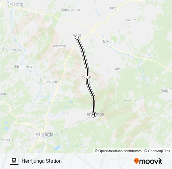 VARA STATION - HERRLJUNGA STATION  Line Map