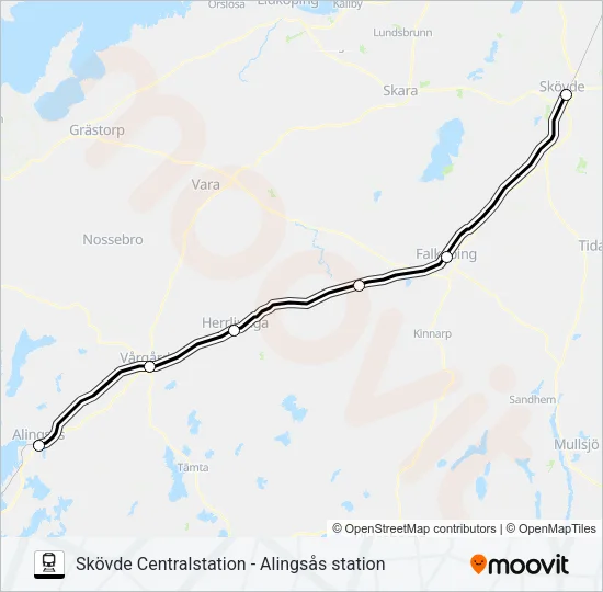 SKÖVDE CENTRALSTATION - ALINGSÅS STATION  Line Map