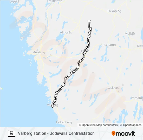 VARBERG STATION - UDDEVALLA CENTRALSTATION  Line Map