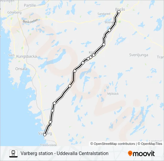 VARBERG STATION - UDDEVALLA CENTRALSTATION  Line Map