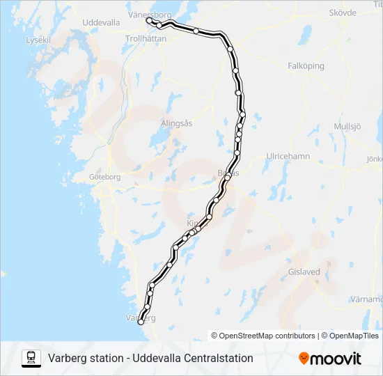 VARBERG STATION - UDDEVALLA CENTRALSTATION  Line Map