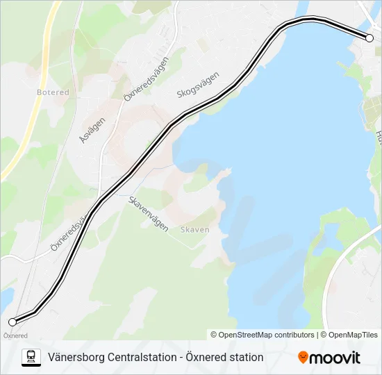 VÄNERSBORG CENTRALSTATION - ÖXNERED STATION  Line Map